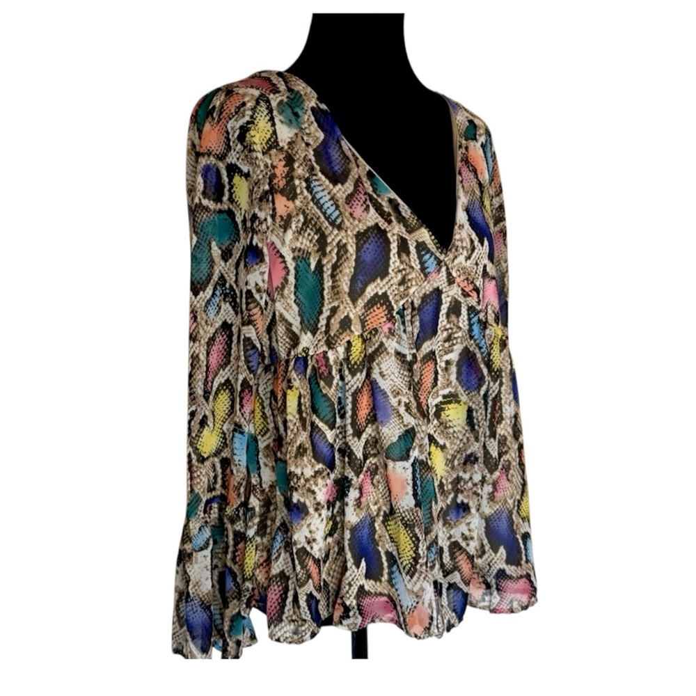 Peach Love California Colorful Snake Print Blouse - Picture 2 of 6